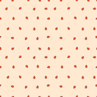 Pastel arka plandaki uğur böcekleri ile dikişsiz desen 