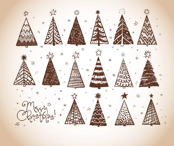 Elegante Banner Navidad Con Abetos Ilustración Vectores — Vector de stock