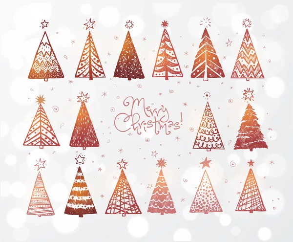 Elegante Banner Navidad Con Abetos Ilustración Vectores — Vector de stock