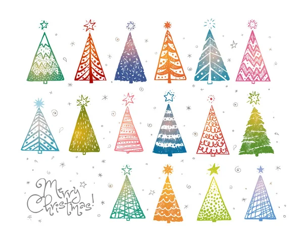 Elegante Banner Navidad Con Abetos Ilustración Vectores — Vector de stock