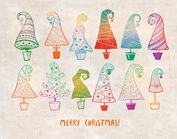 Elegante Banner Navidad Con Abetos Ilustración Vectores — Vector de stock