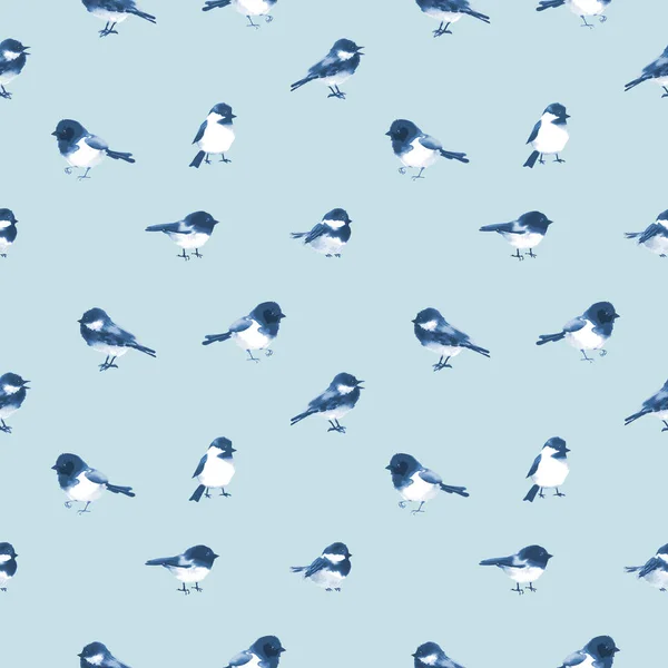 Fondo Sin Costuras Pequeñas Aves Dibujadas Mano Estilo Asiático — Archivo Imágenes Vectoriales