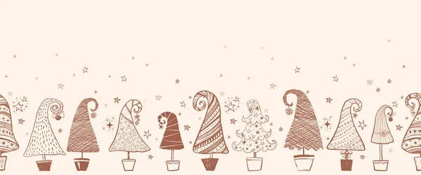 Patrón Sin Costuras Elegantes Árboles Navidad Colores Sobre Fondo Beige — Archivo Imágenes Vectoriales