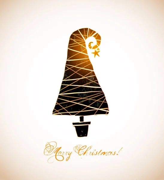 Étoile Brillante Bizarre Sapin Noël Avec Lettrage Espace Copie — Image vectorielle