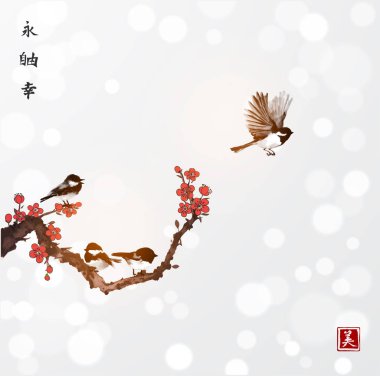 Geleneksel Çin tarzı kuşlu pankart