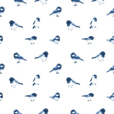 Asya tarzında küçük elle çizilmiş kuşlar seti