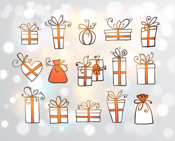 Conjunto Regalos Navidad Simplemente Vector Ilustración — Vector de stock