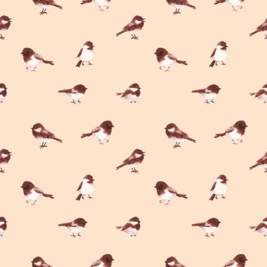 Kusursuz arka plan. Asya tarzında el çizimi kuşlar..