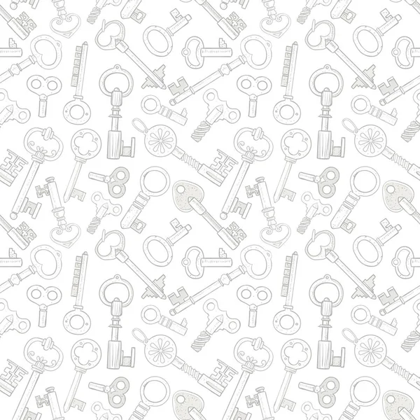 Безшовний Візерунок Вінтажними Ключами Може Використовуватися Шпалер Заповнення Візерунків Текстилю — стоковий вектор