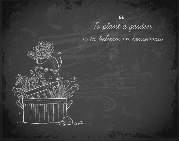 Lit Fleurs Fait Vieilles Casseroles Bouilloire Doodle Décoration Jardin Sur — Image vectorielle