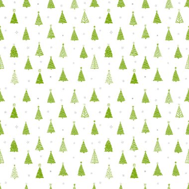 Köknar ağaçlarıyla kusursuz desen. Duvar kağıdı, şablon dolguları, tekstil, web sayfası arka planı, yüzey dokuları için kullanılabilir