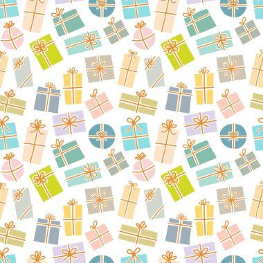 Kusursuz bir geçmişi ve hediye kutuları var. Duvar kağıdı, şablon dolguları, tekstil, web sayfası arka planı, yüzey dokuları için kullanılabilir