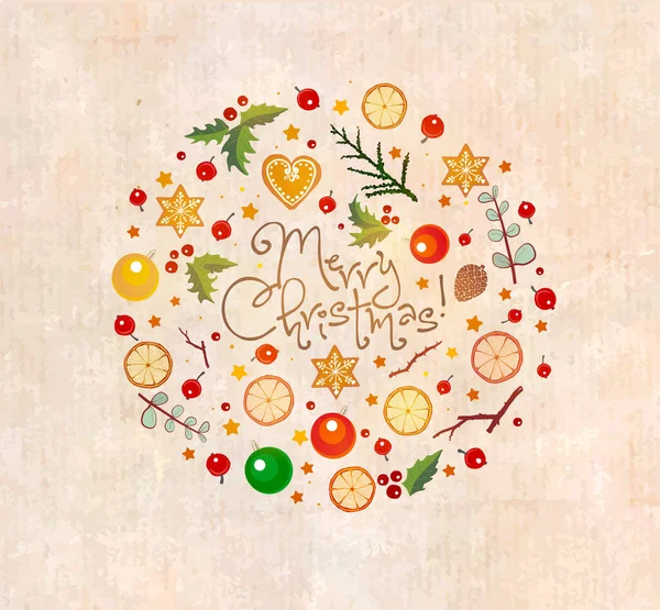 Pozdrav Přání Vánoční Dekorace Vinobraní Papíru Pozadí — Stockový vektor