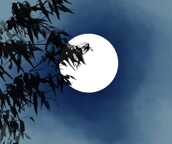 Bambu Ayın Mürekkep Boyası Geleneksel Oryantal Mürekkep Boyası Sumi Sin — Stok Vektör