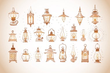 Karalama tarzı klasik fener ve lamba koleksiyonu, her biri eşsiz detaylı ve el yapımı..