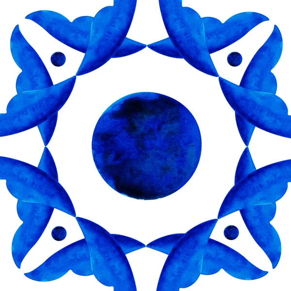 Ilustración Del Patrón Acuarela Diseño Azulejos Pared Dibujo Hecho Mano — Foto de Stock
