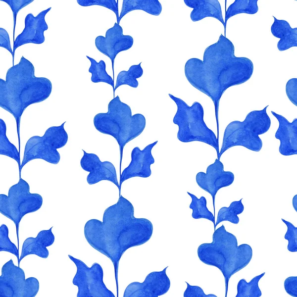 Naadloos Patroon Illustratie Van Een Blauw Aquarelelement Een Witte Achtergrond — Stockfoto