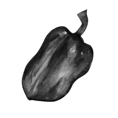 Suluboya dolma biber unsuru. Beyaz arka planda tek renkli biber. Baskı, tekstil, afişler, web siteleri, menüler, ambalaj kağıtları için kullanılabilir. Elle çizilmiş sağlıklı yiyecekler.