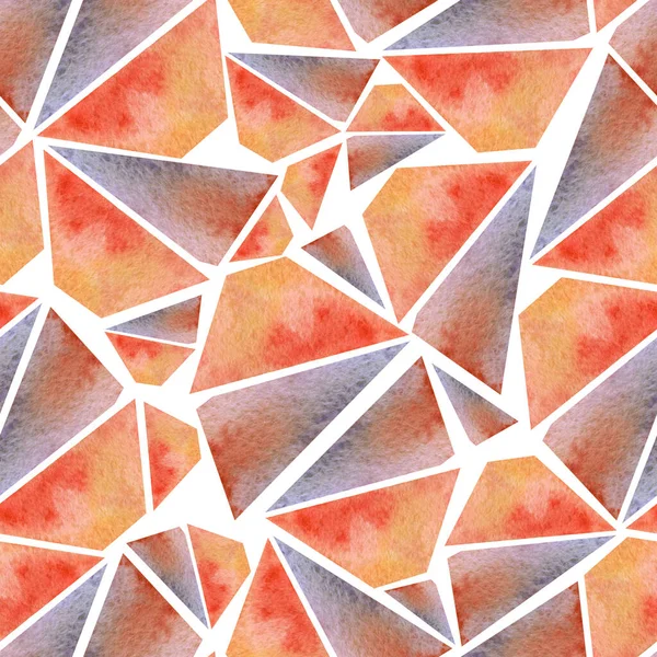 Naadloze Aquarelachtergrond Aquareldriehoeken Witte Achtergrond Geometrische Vormen Patroon Voor Het — Stockfoto