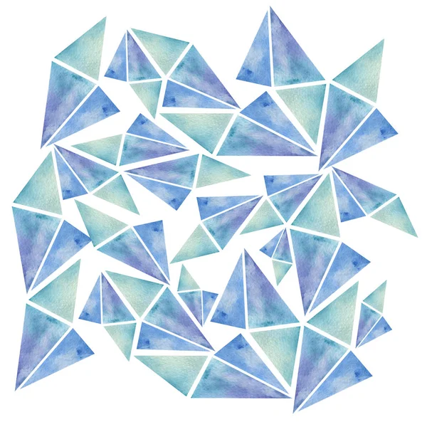 シームレスな水彩画の背景 三角形の水彩 白地だ 幾何学的形状 印刷用のパターン グランジの質感 三角形 手描き夏イラスト — ストック写真
