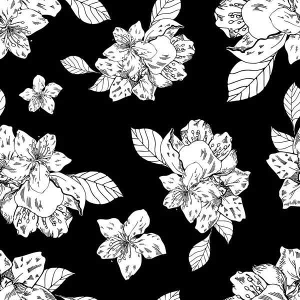 Нежный Векторный Цветочный Узор Яблочный Цветок Декоративные Цветы Ботанический Отпечаток — стоковый вектор
