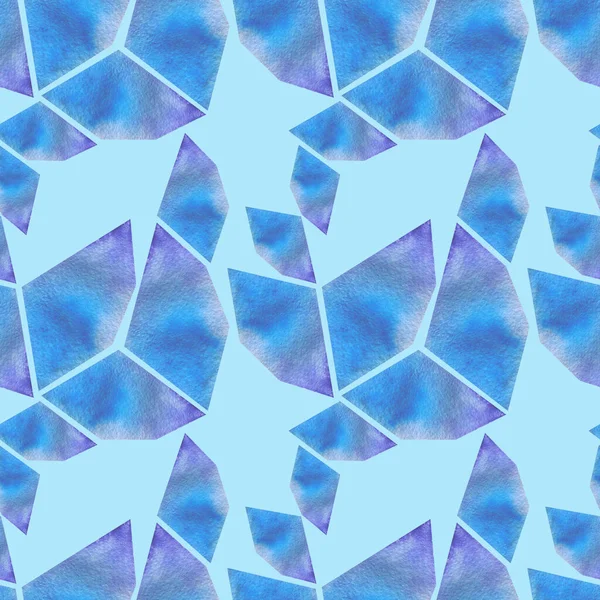 シームレスな水彩画の背景 三角形の水彩 青の背景 幾何学的形状 印刷用のパターン グランジの質感 三角形 手描き夏イラスト — ストック写真