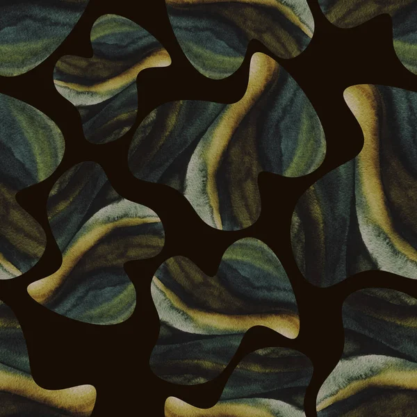 Płynny Wzór Akwareli Elementy Dekoracyjne Ciemnobrązowym Tle Kolorowy Elament Gładkimi — Zdjęcie stockowe