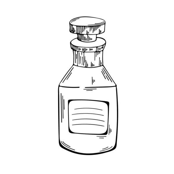 Vector Element White Background Illustration Bottle Potion Black White Sketch — Stock Vector