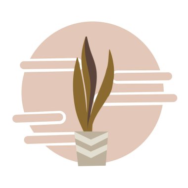 Şehir ormanı, bitkilerle, kaktüslerle, şık saksı ve saksılarda tropikal yapraklarla moda ev dekorasyonu. Vektör çizimi. Pastel renkler. Samimi vahşi..