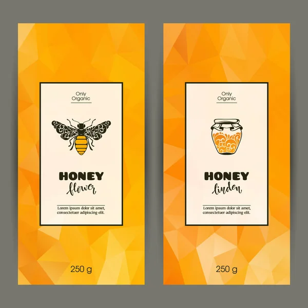 Vector set of templates packaging honey, label — Stock Vector