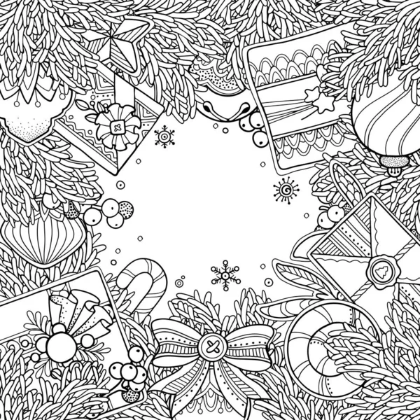 Moldura de Natal em estilo doodle — Vetor de Stock