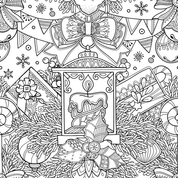 Seamless Christmas pattern in doodle style
