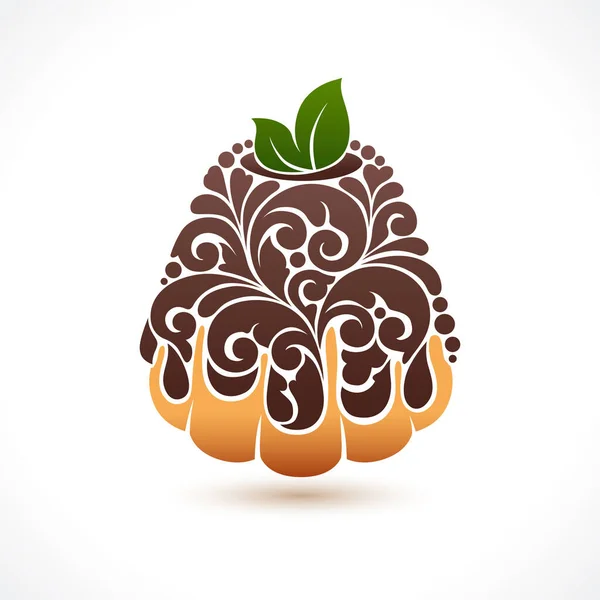 Illustrazione vettoriale del budino con sciroppo di cioccolato, icona del modello — Vettoriale Stock