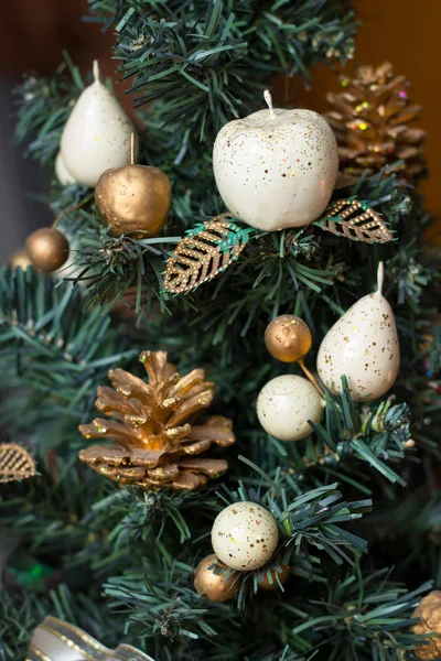Part New Year Tree Decorated Toys — Stock Photo, Image