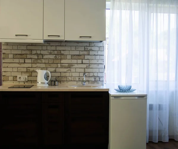 Modern kitchen, interior photo. Natural day light