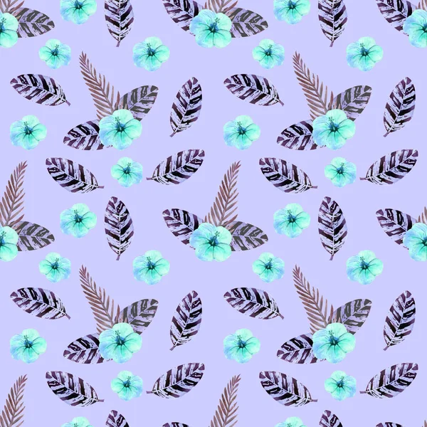 Naadloze Patroon Tropische Bladeren Aquarel Achtergrond Bloem Illustraties Textiel Behang — Stockfoto