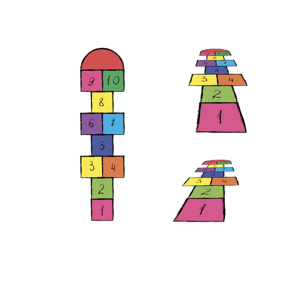 Helle Hopscotch-Vorlage. Vektorillustration. Hopscotch auf dem farbigen Hintergrund — Stockvektor
