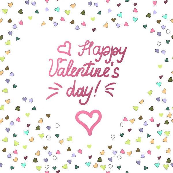 Gráficos vectores. Marco en forma de corazón con letras del día de San Valentín feliz sobre fondo blanco. Ilustración . — Archivo Imágenes Vectoriales
