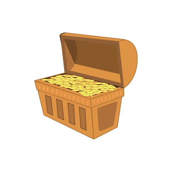 Vintage wooden chest with Golden coin vector illustration isolated on white background EPS10. vector illustration. — Stock Vector