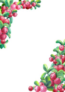 Beyaz arka planda olgun Berry yabanmersini izole edilir. Çerçeve dikey yönde. Suluboya illüstrasyon.