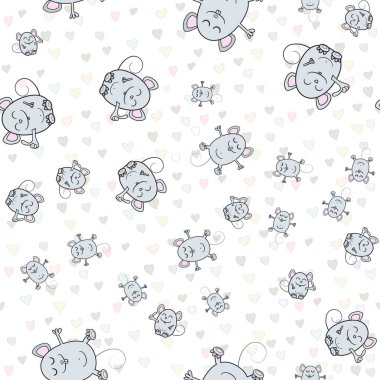 2020 fare sembolü ile kesintisiz arka plan. Sevimli fare karikatür. Vektör çizimi