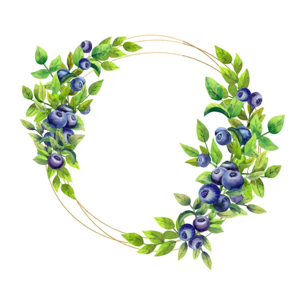 Beyaz izole arka plan olgun yaban mersini ile Romantik çerçeve ... Tebrik kartı veya davetiye tasarlamak için. Vektör çizimi