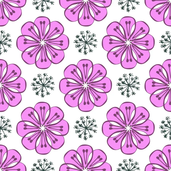 Patrón moderno sin costuras con hojas, flores y elementos florales. Bueno para imprimir. Papel pintado vectorial . — Vector de stock