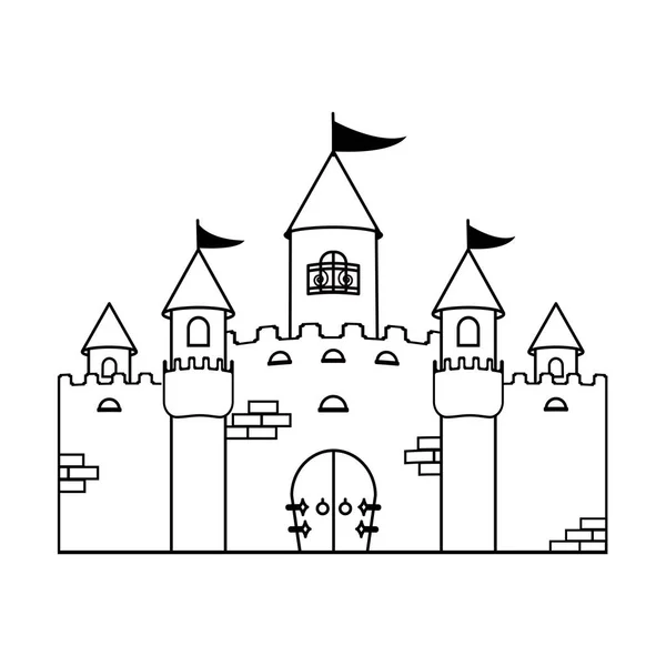 Раскраска. Замок Феи Принцессы. Рабочая тетрадь. Детская художественная игра. Векторная иллюстрация . — стоковый вектор