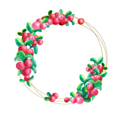 Beyaz arka plan üzerinde Olgun berry böğürtlen izole edilir. Altın geometrik çerçeve. Suluboya. Vektör çizimi.