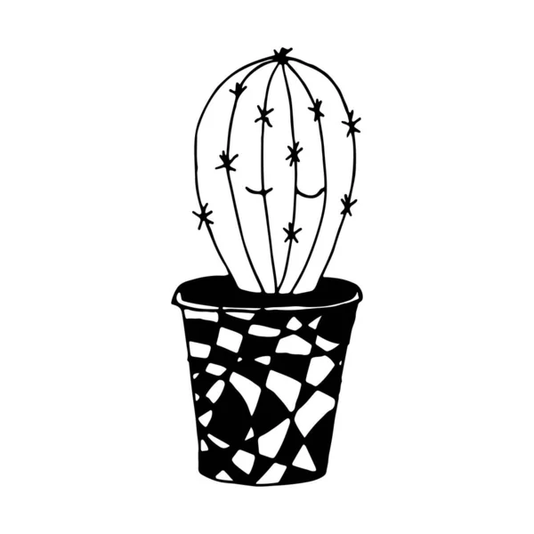 Cactus Con Divertente Faccia Kawaii Una Simpatica Pentola Fatta Mano — Vettoriale Stock
