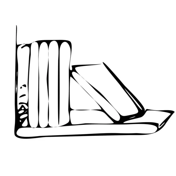 Bookshelf Book Style Doodle Vector Black White Illustration — 스톡 벡터