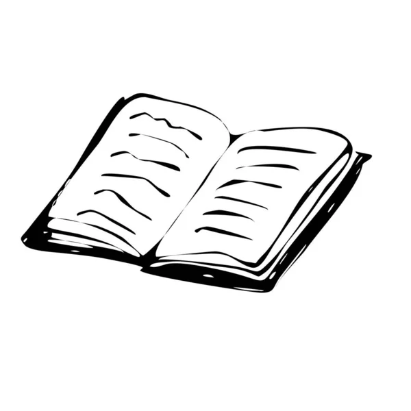 Buku Catatan Yang Terbuka Gaya Doodle Ilustrasi Vektor Sketch - Stok Vektor
