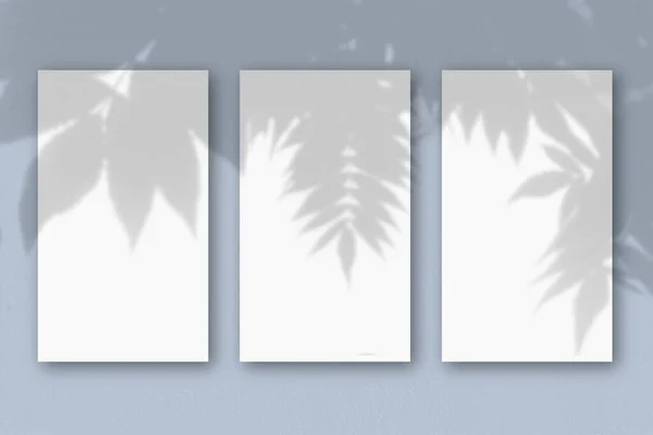 Folhas Verticais Papel Branco Texturizado Sobre Fundo Mesa Azul Macio — Fotografia de Stock
