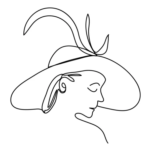Лінійне Мистецтво Жіночого Обличчя Головним Убором Концепція Моди Мінімалізм Жіночої — стоковий вектор